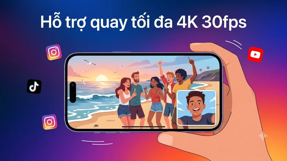 Camera trước và camera sau iPhone 17 ghi hình đồng bộ ở độ phân giải 4K