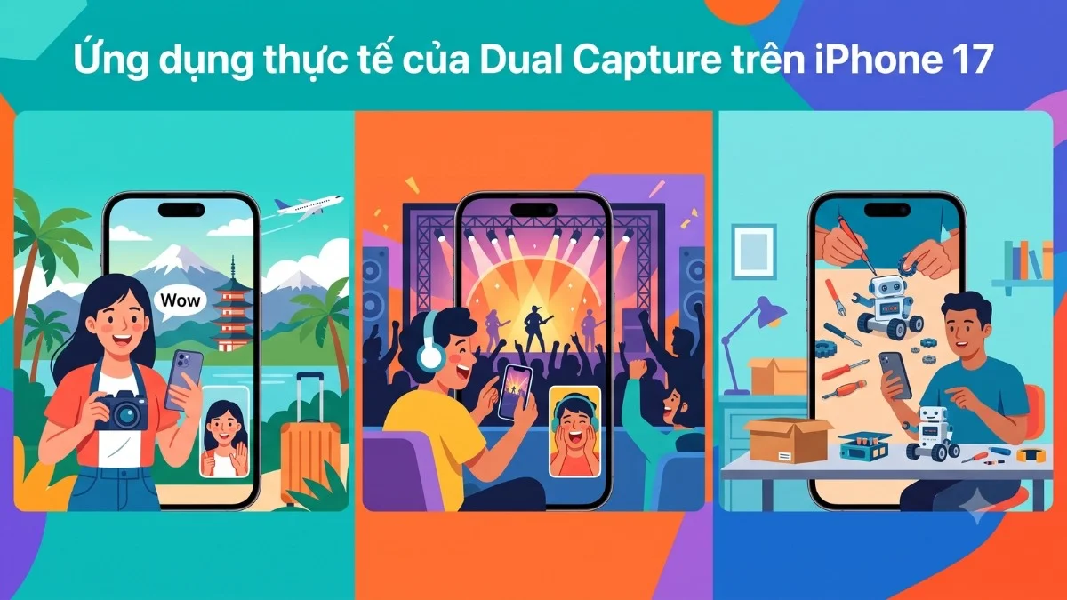 Giao diện Picture-in-Picture của Dual Capture trên iPhone 17 có thể kéo thả tùy chỉnh