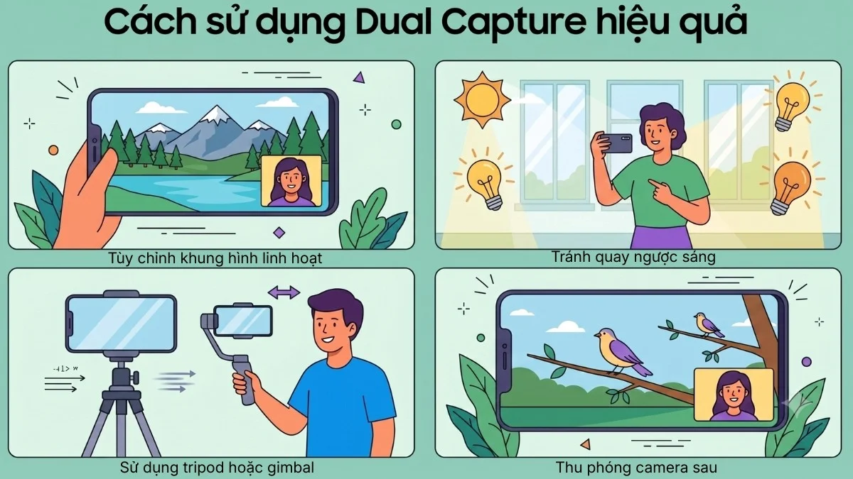 Lưu ý về ánh sáng và dung lượng lưu trữ khi quay Dual Capture trên iPhone 17